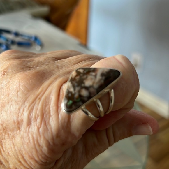 BROWN BUFFALO TURQUOISE RING Size 9, Sterling Silver setting - Picture 1 of 2